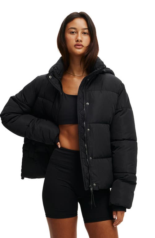 Cotton On Body Active The Mother Puffer Removable Hood Jacket In Black