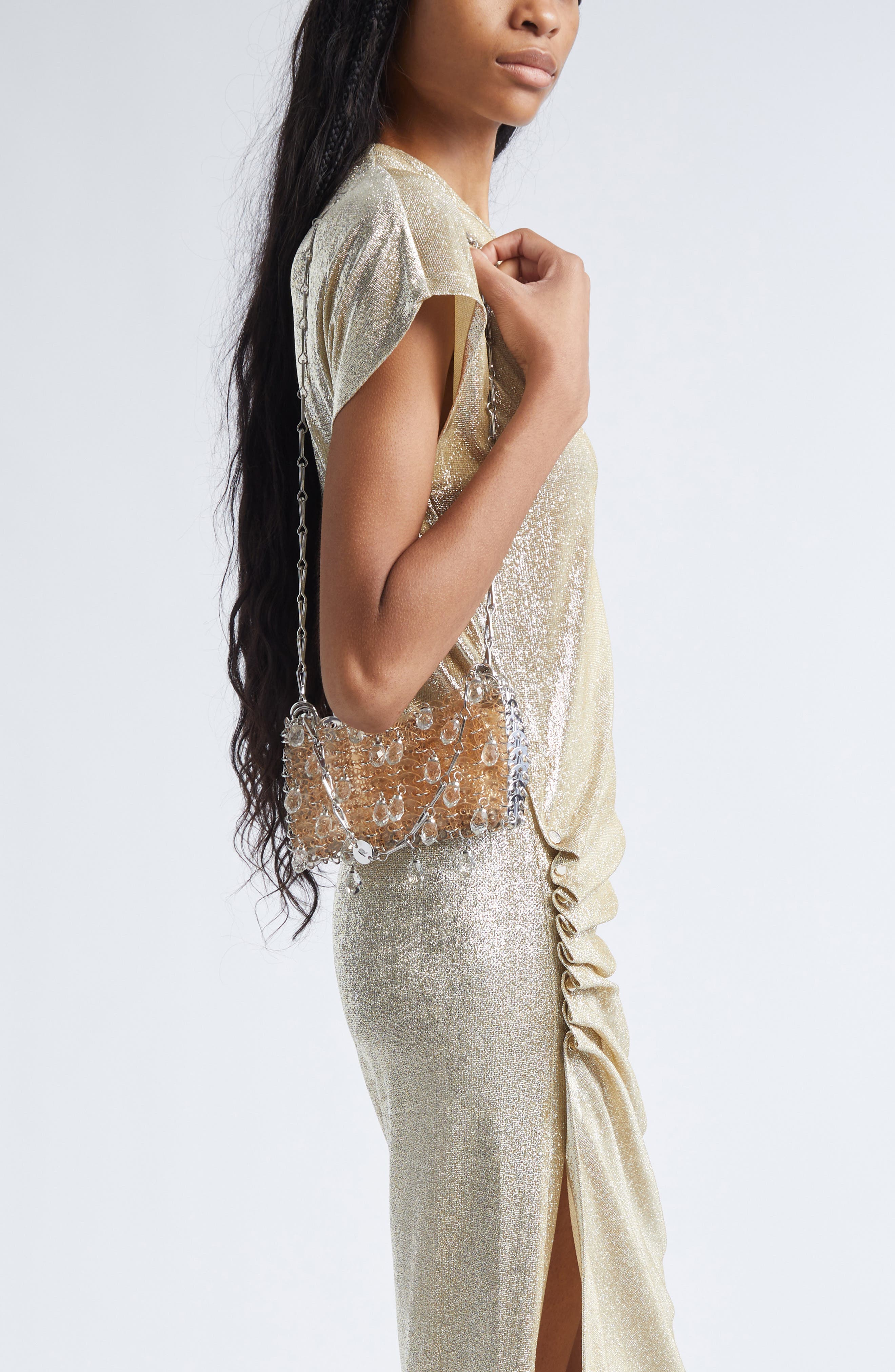 Rabanne Sac Shoulder Bag, Alternate, color, Transparent Pink