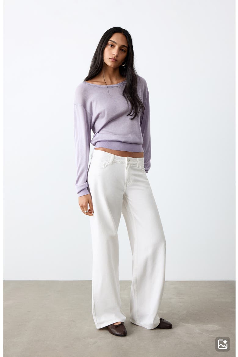 Removable Scarf Wide Leg Jeans, Alternate, color, OFF WHITE