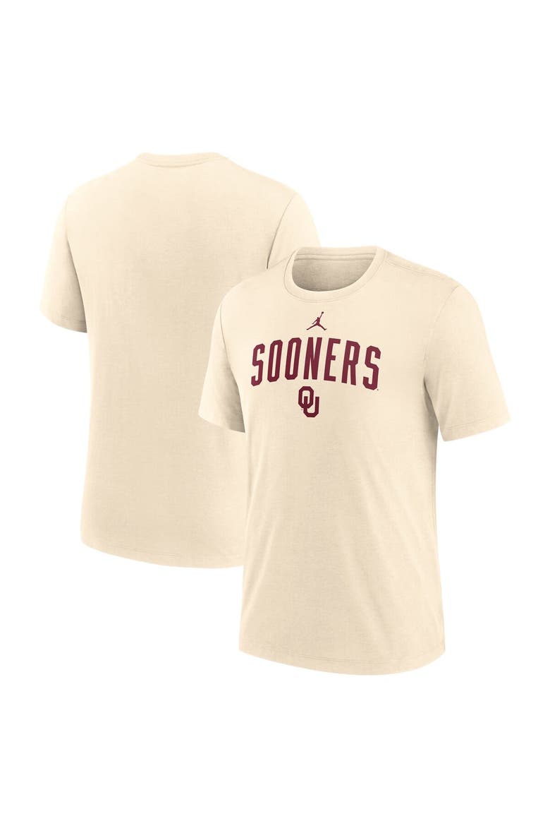 Men's Jordan Brand Natural Oklahoma Sooners Arch Logo Triblend T-Shirt, Main, color, Natural