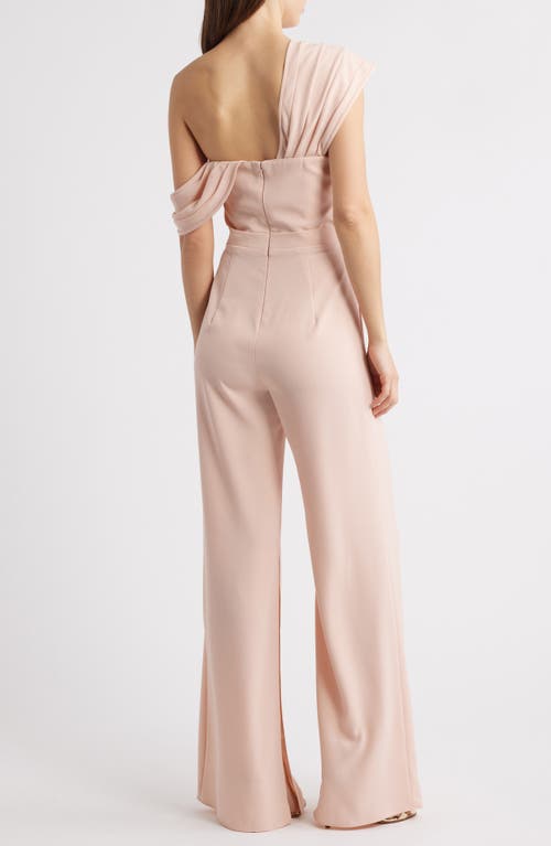 Black Halo Evelina Draped Off The Shoulder Wide Leg Jumpsuit In Ballet Slipper