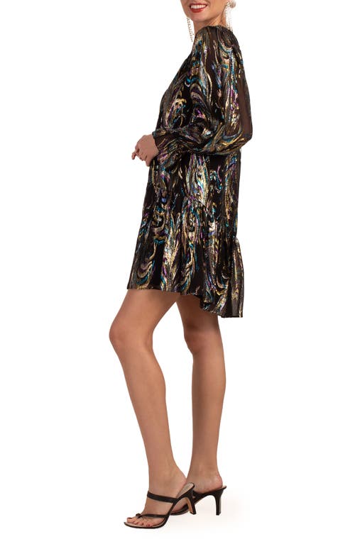 TRINA TRINA TURK TRINA TURK CELESTIAL LONG SLEEVE SILK BLEND SHIFT DRESS
