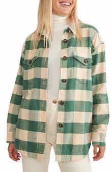 Marine Layer Bailey Check Cotton Flannel Shirt Jacket