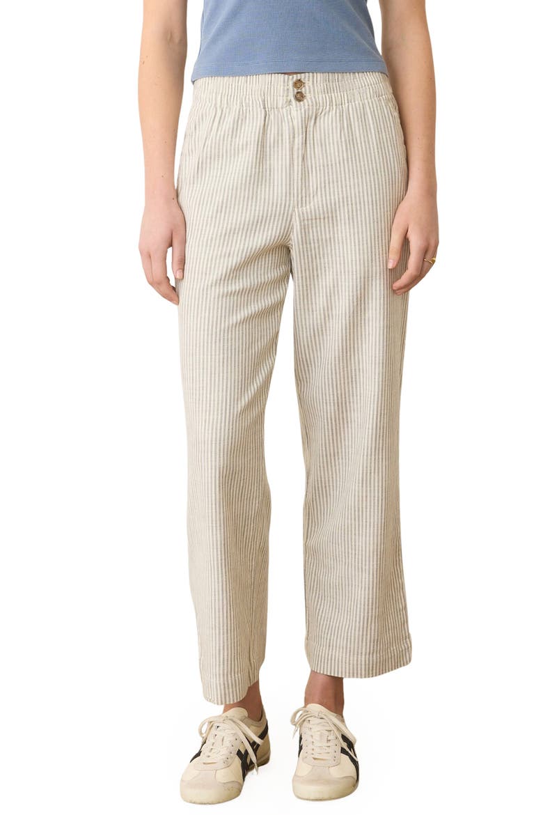 Elle Stripe Stretch Cotton Pants, Main, color, CREAM/SHADOW STRIPE