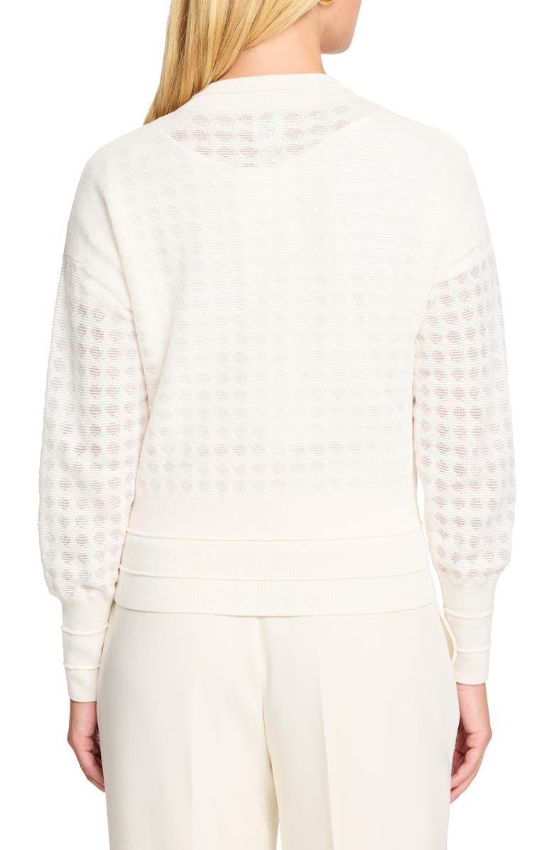 NIC+ZOE Sheer Stitch Zip Cardigan, Alternate, color, Classic Cream