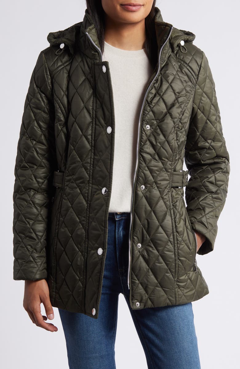 London Fog Quilted Water Resistant Jacket, Alternate, color, Olive