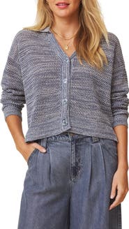 Splendid Haven Openwork Cotton Johnny Collar Cardigan
