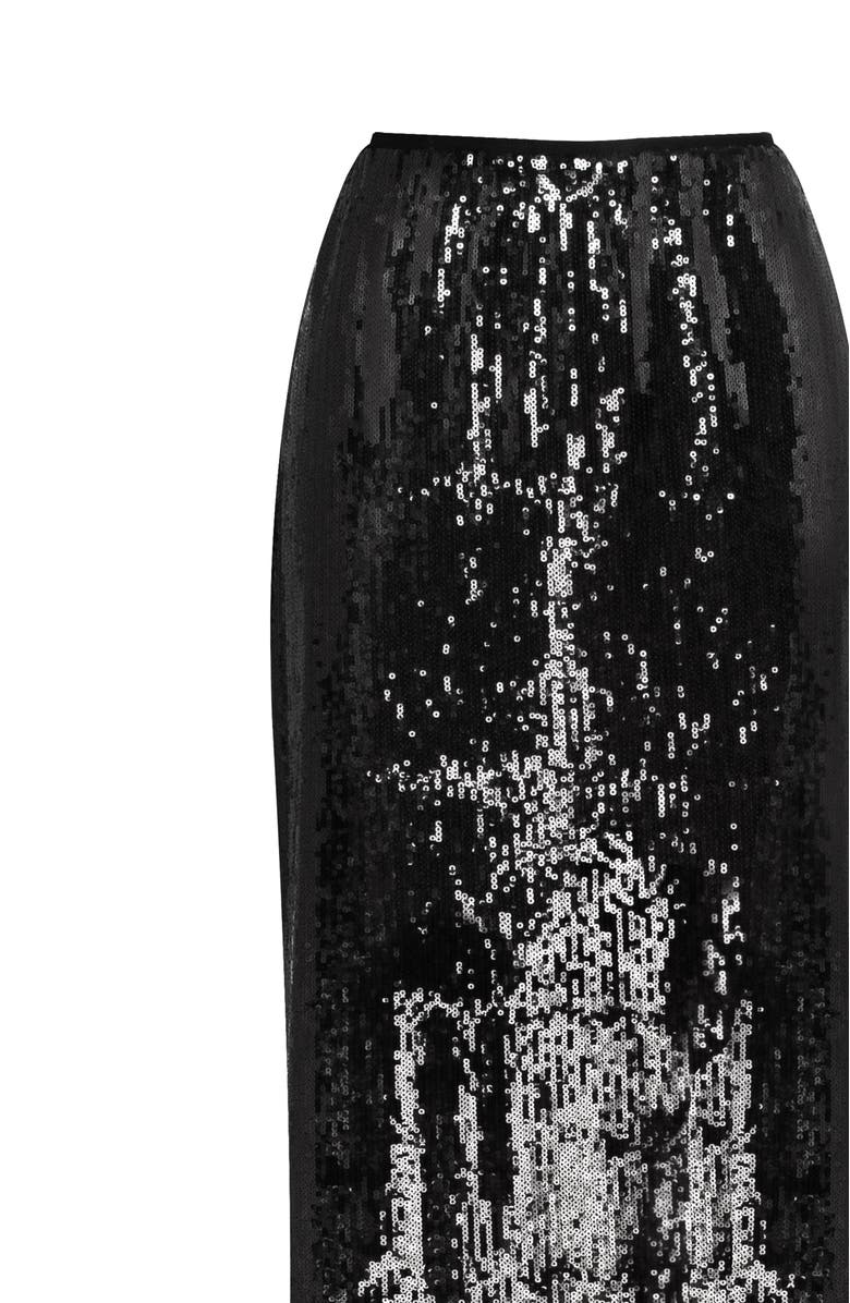 Milla Dramatic fitted sequined maxi skirt, Alternate, color, Black
