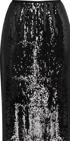 Dramatic fitted sequined maxi skirt