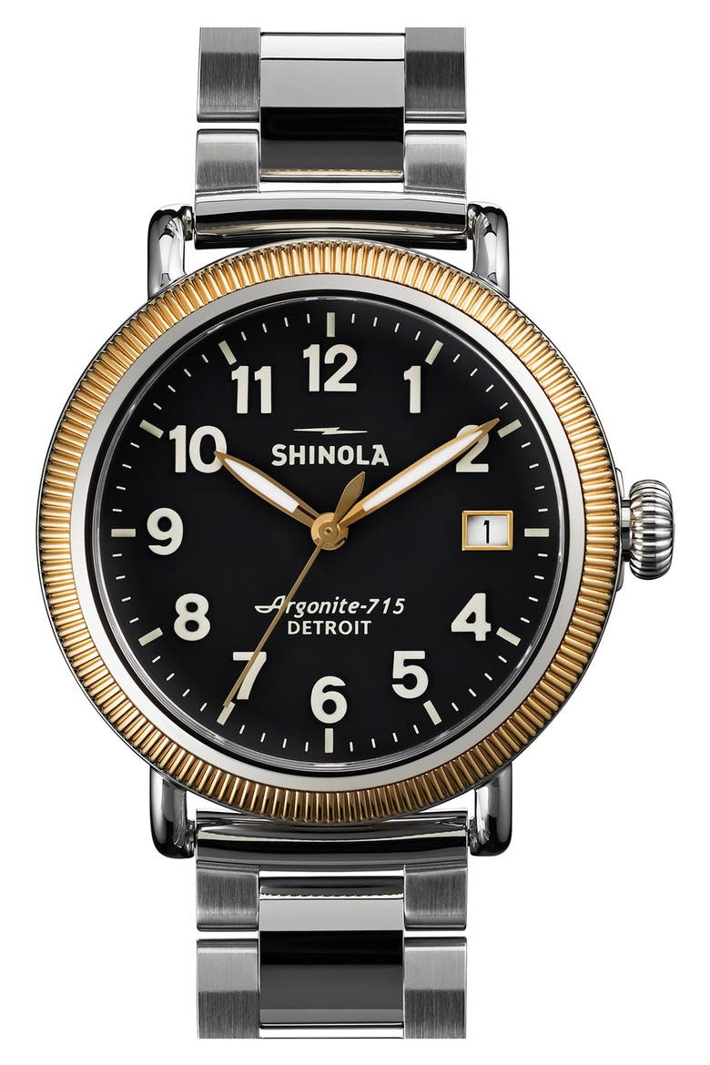 'The Runwell' Leather Bracelet Watch, 38mm, Main, color, SILVER/ CHARCOAL