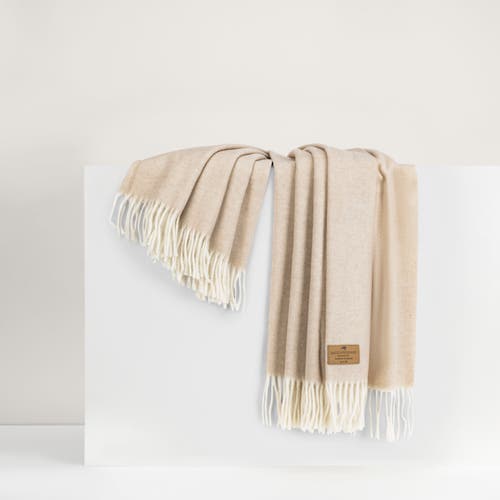 Lands Downunder Herringbone Cashmere Throw In Neutral