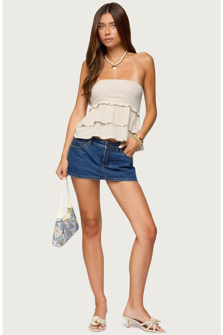 Strapless Peplum Top, Alternate, color, STONE