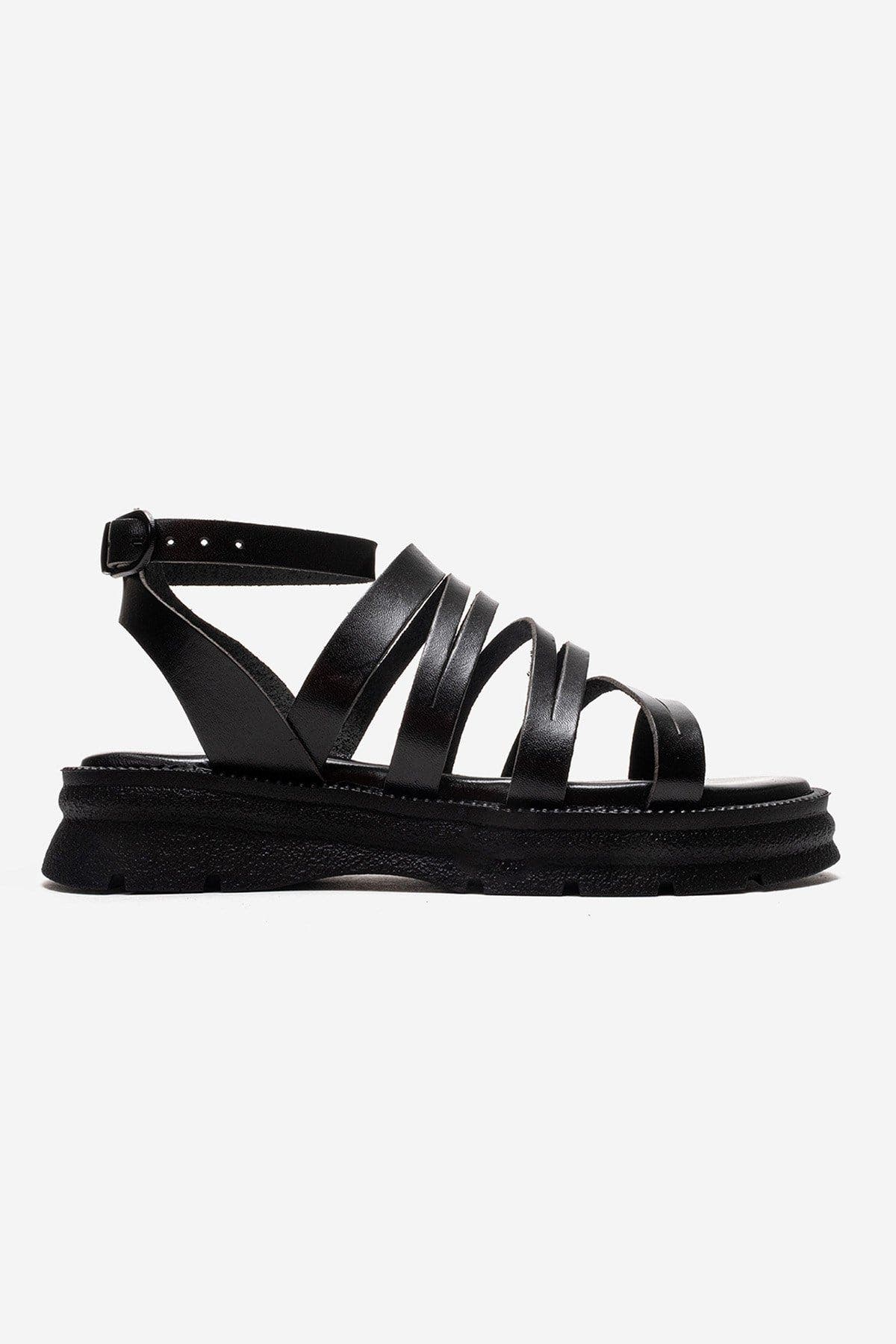 Forever & Always Shoes Pelsa Leather Multi Strap Sandal, Alternate, color, Black