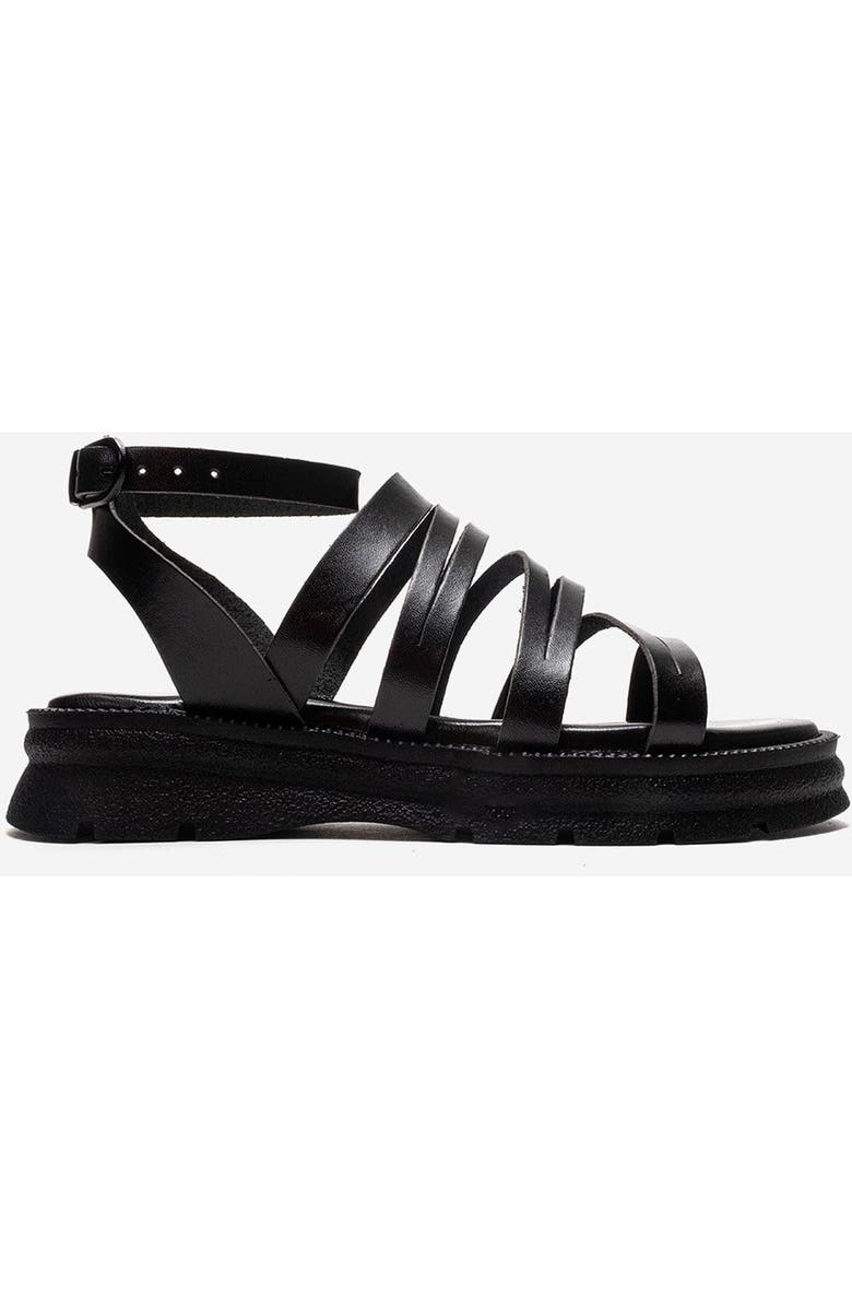 Forever & Always Shoes Pelsa Leather Multi Strap Sandal, Alternate, color, Black