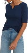 NZT by NIC+ZOE Elbow Sleeve Notch Neck T-Shirt