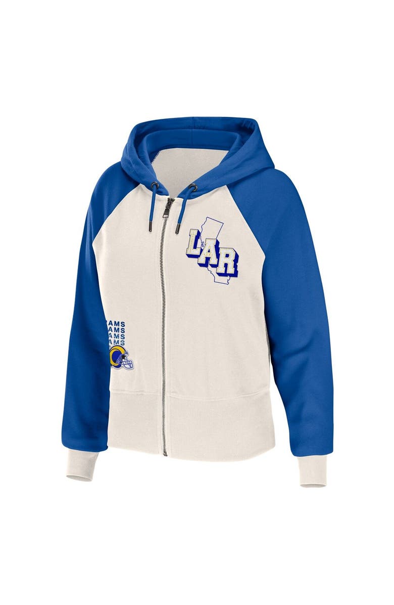 WEAR by Erin Andrews Women's WEAR by Erin Andrews Cream Los Angeles Rams Colorblock Lightweight Full-Zip Hoodie, Alternate, color, 