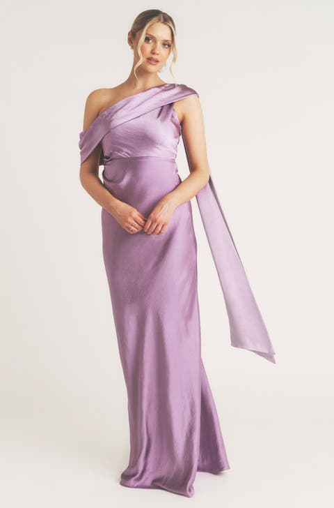 One Shoulder Drape Bridesmaid Dress