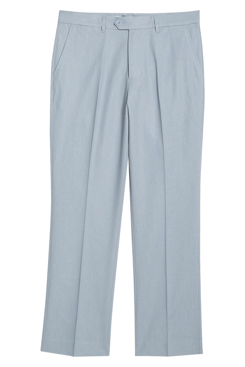 Tailored Fit Flat Front Linen & Cotton Suit Pants, Main, color, LIGHT BLUE
