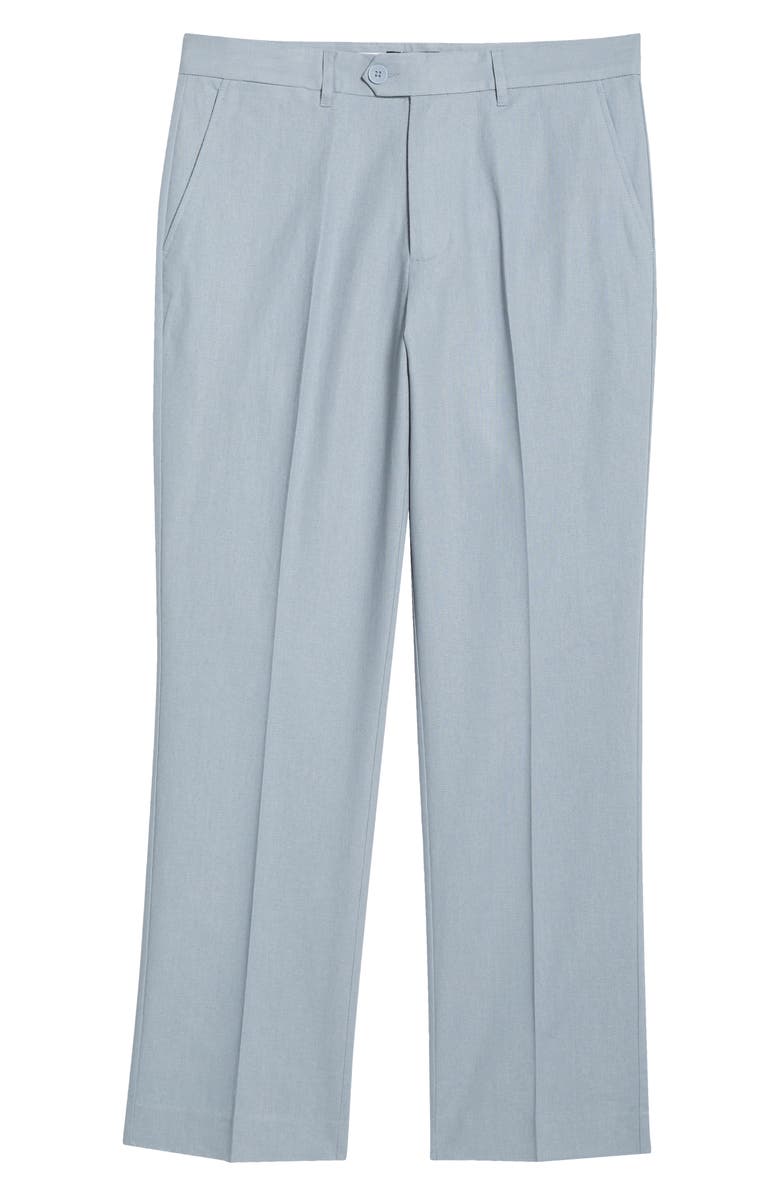Percival Tailored Fit Flat Front Linen & Cotton Suit Pants, Main, color, Light Blue