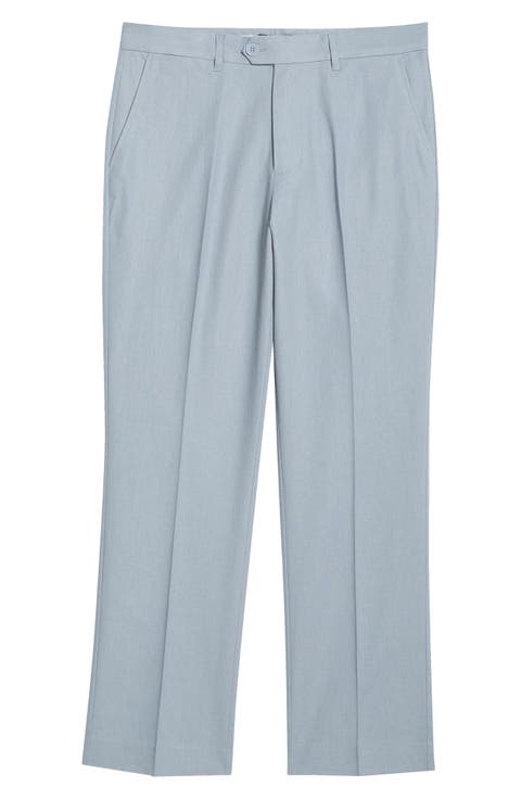 Tailored Fit Flat Front Linen & Cotton Suit Pants