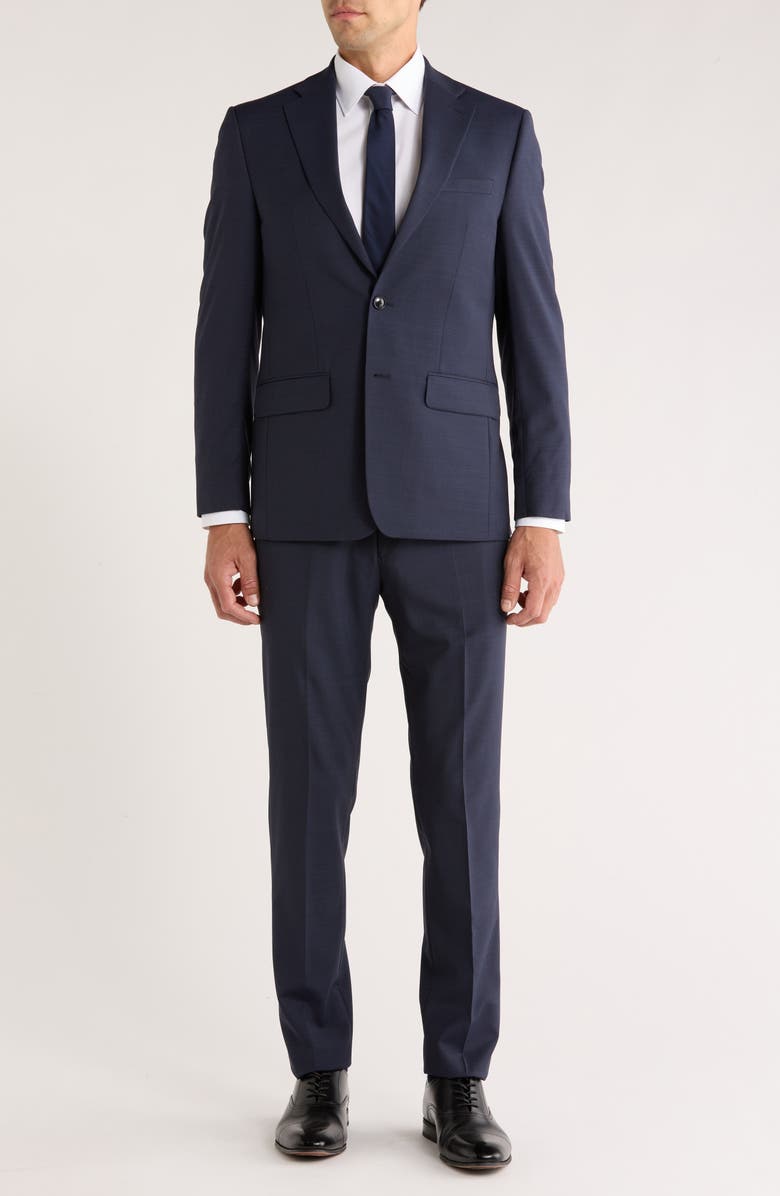 Calvin Klein Navy Mini Grid Slim Fit Suit, Main, color, Navy Mini Grid