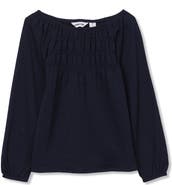 Lands' End Girls Smocked Long Sleeve Knit Shirt