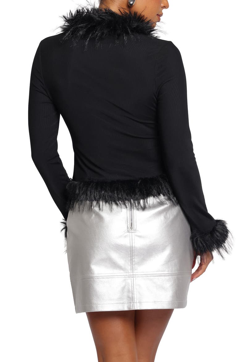 Katerina Faux Fur Trim Top, Alternate, color, BLACK