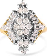 Haus of Brilliance 10K Yellow Gold 1 Cttw Diamond Cluster and Rhombus Halo Ring