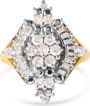 Haus of Brilliance 10K Yellow Gold 1 Cttw Diamond Cluster and Rhombus Halo Ring