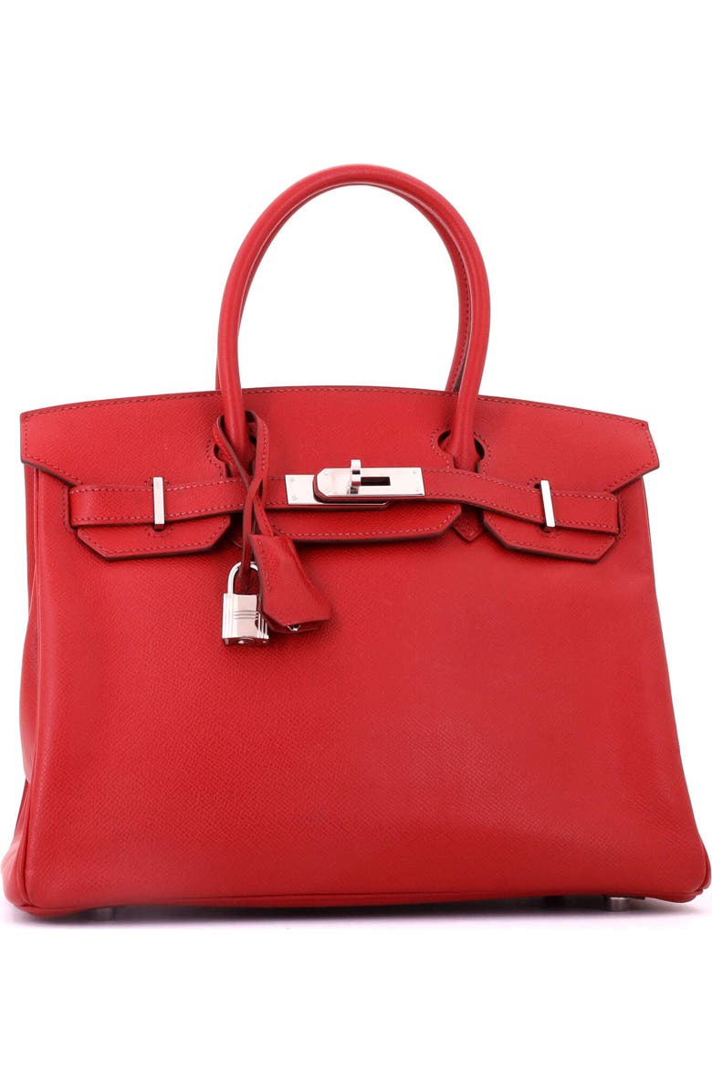 Pre-Owned Hermes Birkin Handbag Red Epsom with Palladium Hardware 25, Alternate, color, Rouge Garance