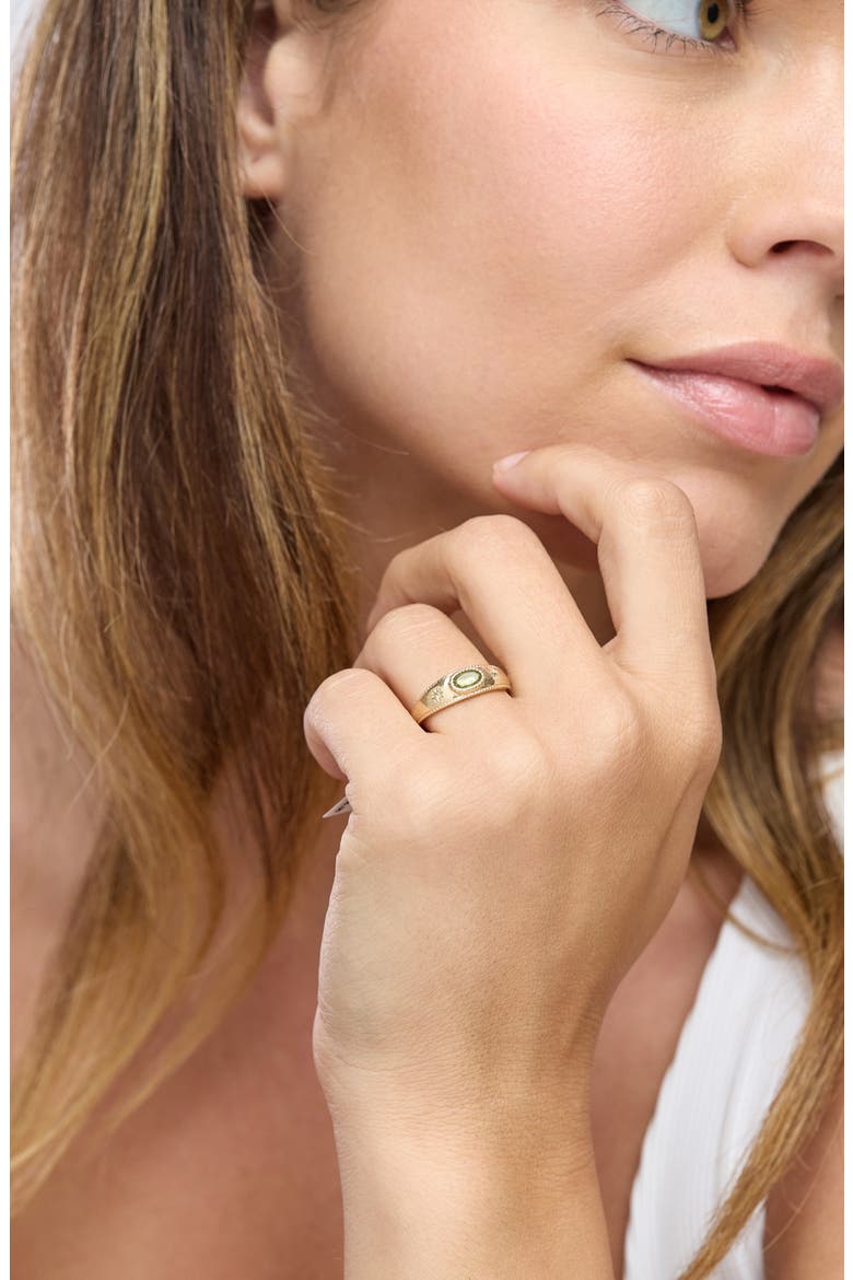 14k Gold Peridot Signet Ring, Alternate, color, 14KY