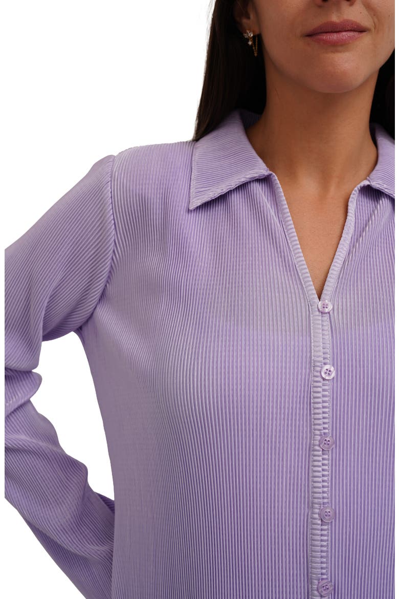 Rib Button-Up Shirt, Alternate, color, LAVENDER