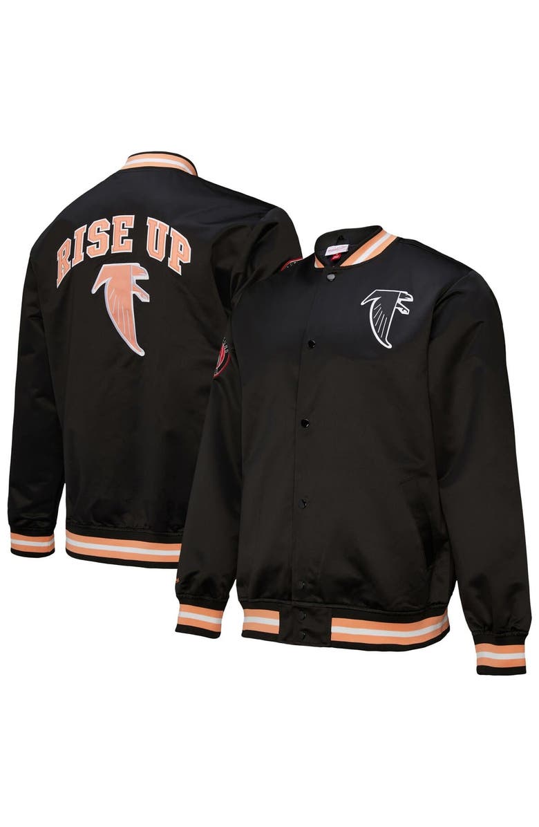 Mitchell & Ness Men's Mitchell & Ness Black Atlanta Falcons Double Down Satin Full-Snap Jacket, Main, color, Black