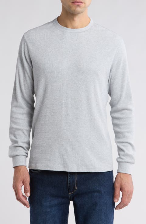 Crewneck Waffle Knit Long Sleeve T-Shirt