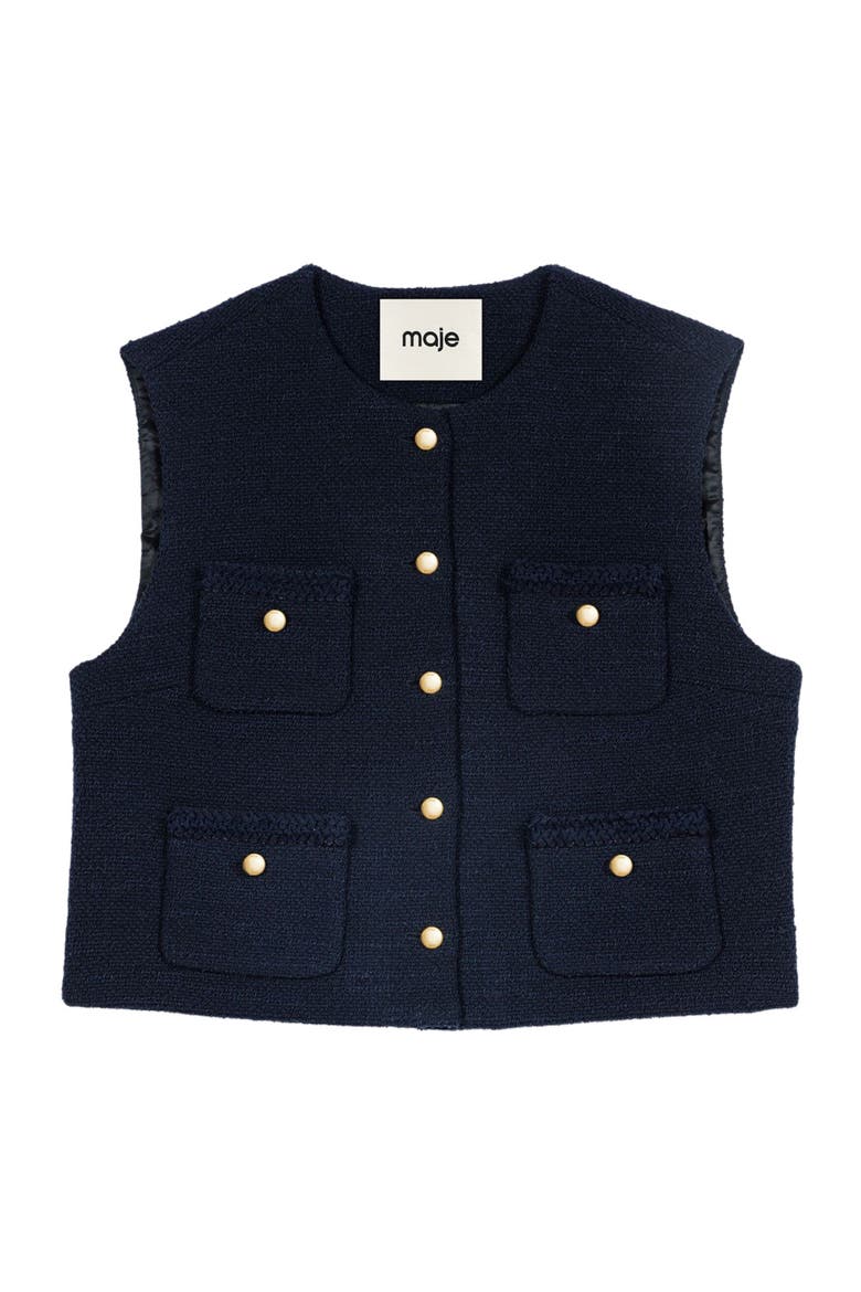 Sleeveless tweed jacket, Alternate, color, Navy