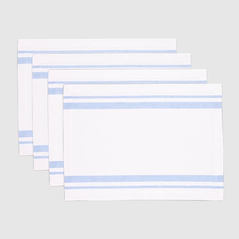 Linen Placemats Set of 4, 14 x 19" - French Stripe