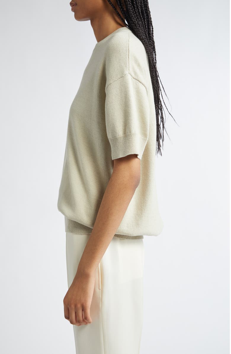 Jil Sander Short Sleeve Cashmere & Cotton Crewneck Sweater, Alternate, color, 