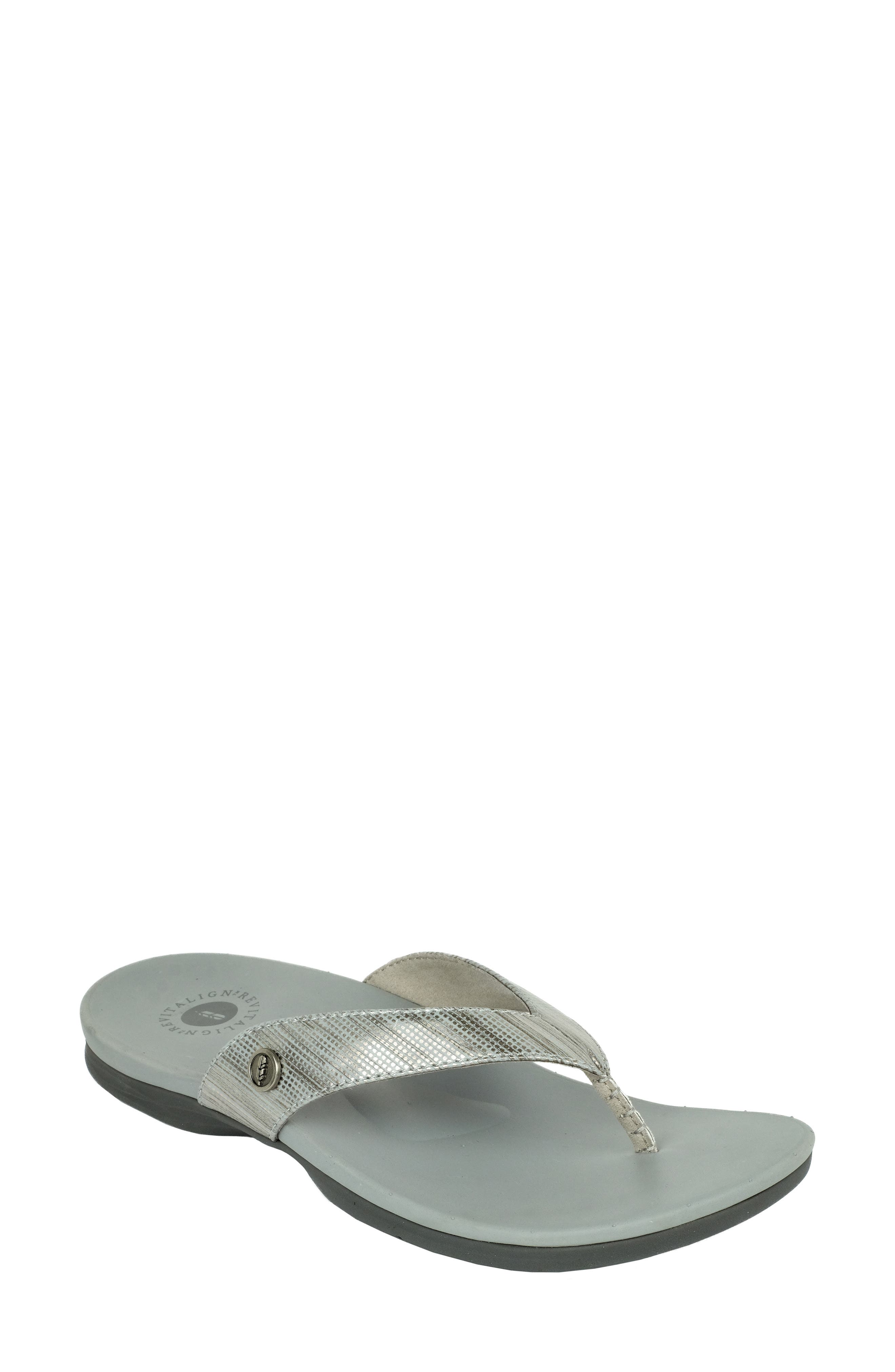 Chameleon Orthotic Flip Flop, Main, color, SILVER