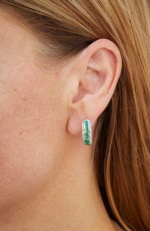 Savvy Cie Jewels Stone Hoop Earrings In Metallic
