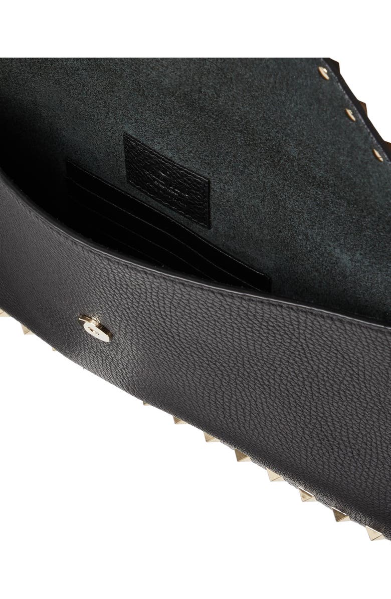 Valentino Garavani Large Rockstud Leather Envelope Pouch, Alternate, color, Black