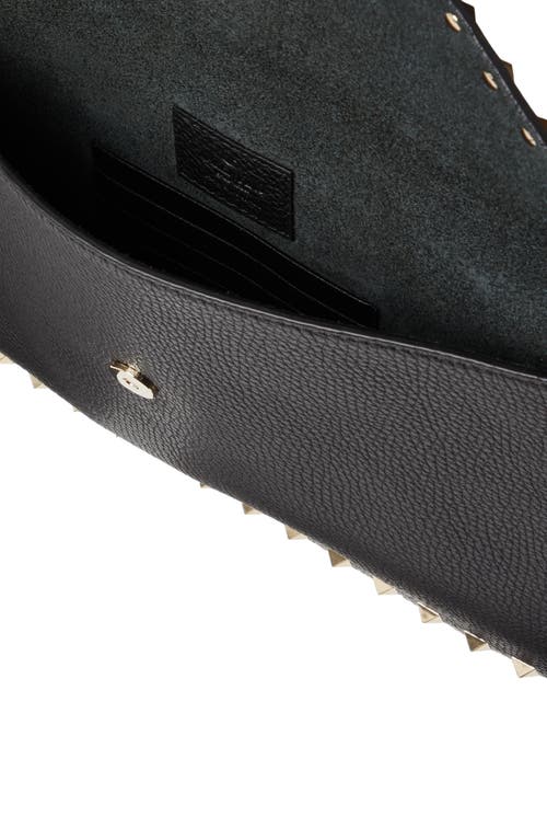Valentino Dnu Inv  Rockstud Grainy Leather Pouch In Black