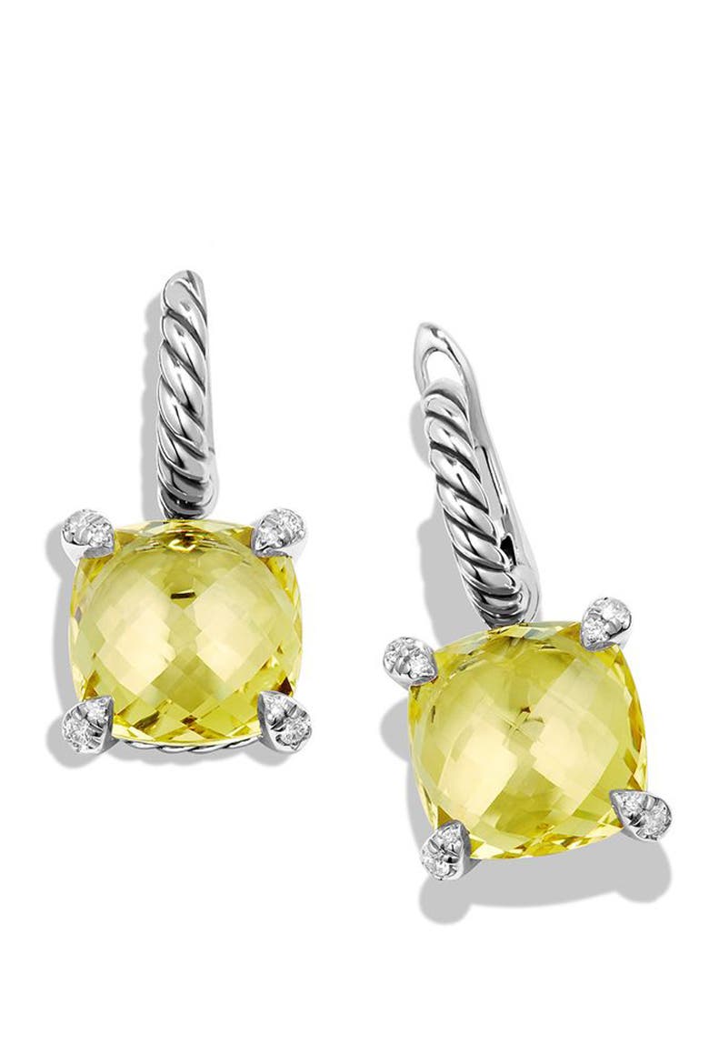 Châtelaine Drop Earrings with Semiprecious Stones and Diamonds, Alternate, color, SILVER/ HEMATINE