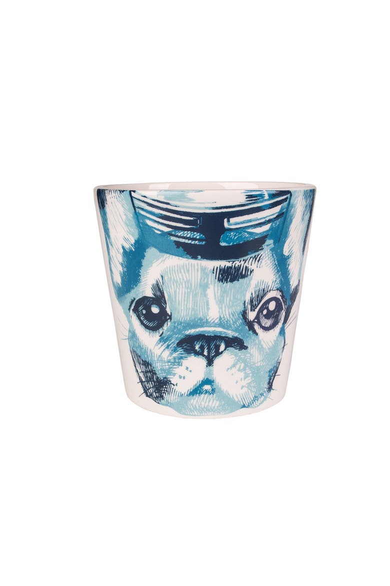 4" Ceramic Frenchie Dog Coastal Tabletop Planter Home Decor, Main, color, Blue