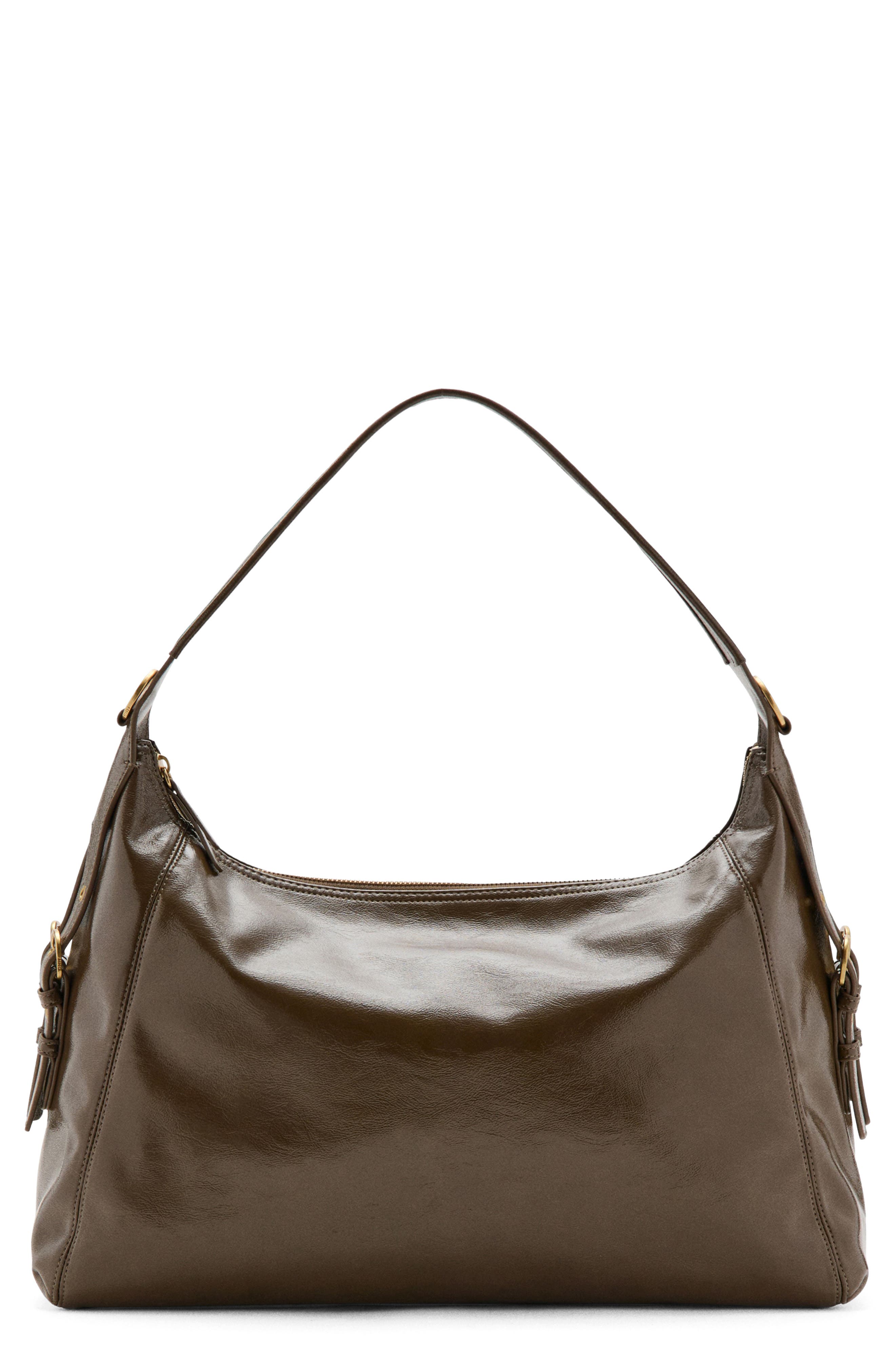MANGO Buckled Faux Leather Shoulder Bag, Main, color, 