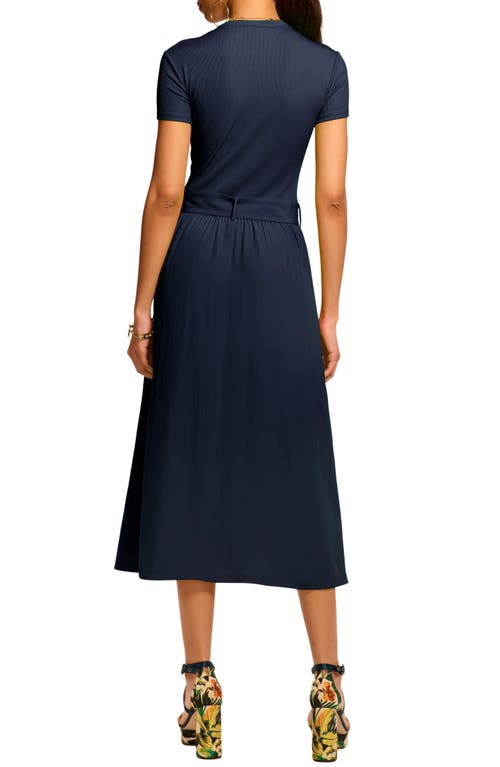 Ramy Brook Sylvie Mixed Media Cotton Blend Dress In Spring Navy