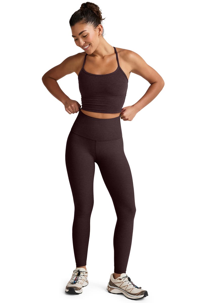 Beyond Yoga Caught in the Midi High Waist Leggings, Alternate, color, Dark Chocolate Heath