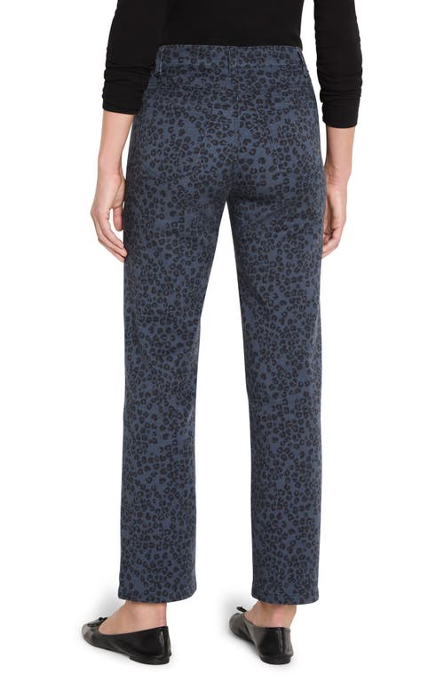 Nic + Zoe Nic+zoe Recess Leopard Print Straight Leg Ankle Jeans In Blue