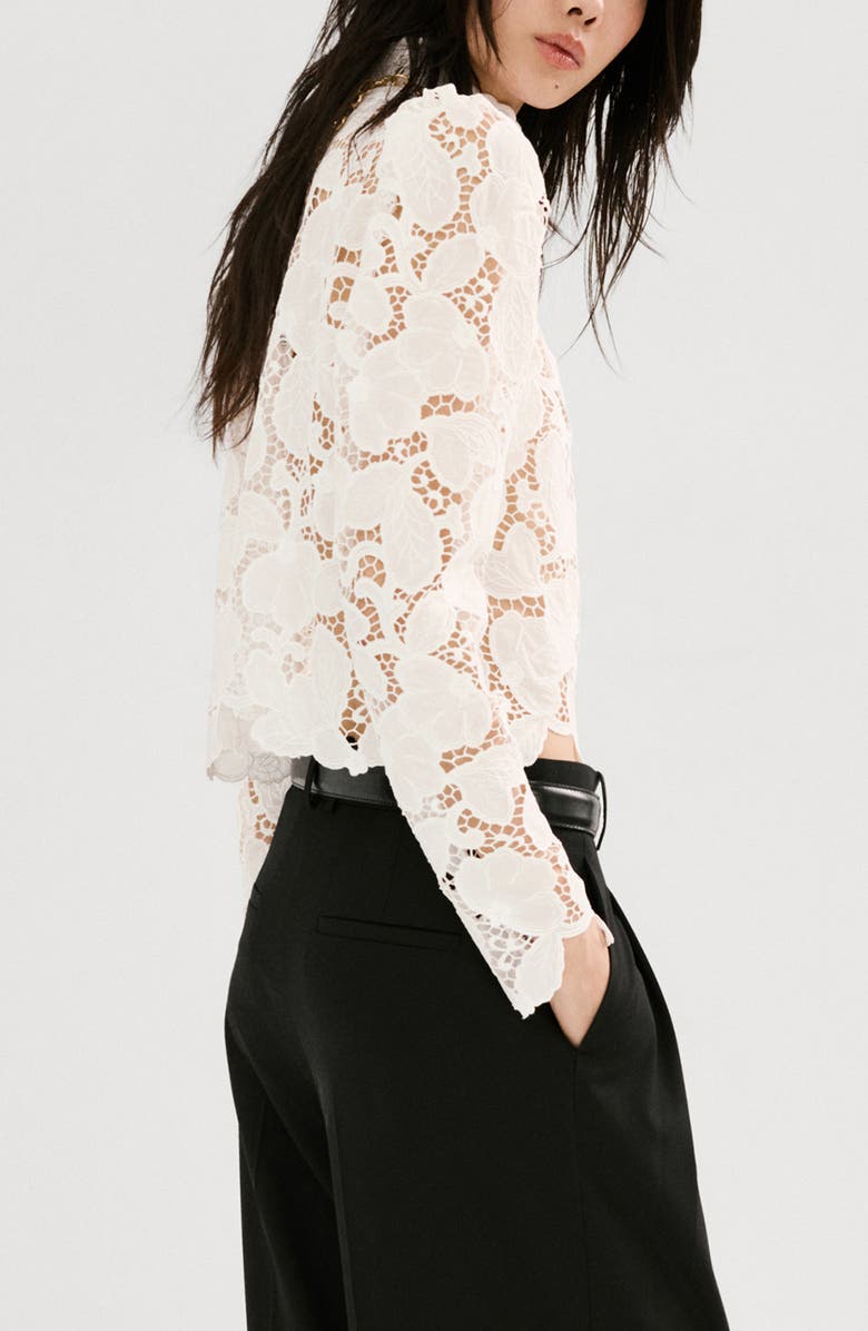 MANGO Coco Lace Cutwork Top, Alternate, color, White