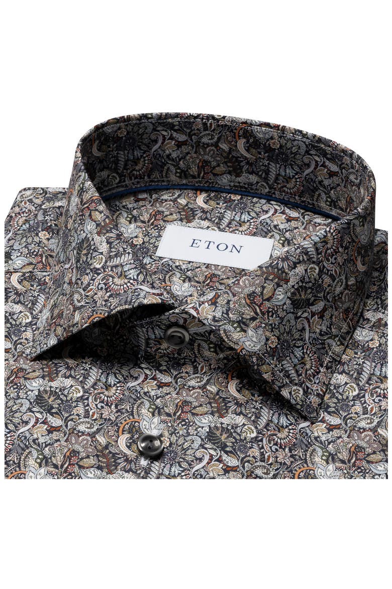 Contemporary Fit Floral Paisley Shirt, Alternate, color, BLACK