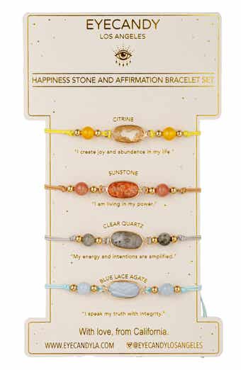 EYE CANDY LOS ANGELES Set of 4 Affirmation Semiprecious Stone Bracelets